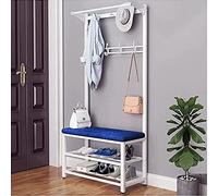 Exquisito perchero para ropa, zapatero, perchero, perchero, 4 en 1, con banco y almacenamiento de zapatos para entrada, soporte resistente, perchero industrial, muebles de acento