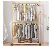 Exquisito perchero perchero perchero doble perchero organizador de ropa ropa colgando ropa percha abrigos faldas suéteres / oro / 100 cm