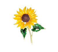 Exquisito pin de flores amarillas con detalles de perlas, pieza de joyería resistente, regalo ideal para cumpleaños o aniversarios, pintura por goteo, girasoles