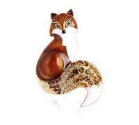 Exquisito Zorro de Aleación Colorido Pedrería y Broche Multicolor Animal Insignia Decoración Mochila