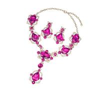 Exquisitos conjuntos de joyas de cristal, hermosas piedras preciosas de cristal, juego de collar y aretes para estilos modernos y únicos, accesorios elegantes para mujer, talla única, como se describe