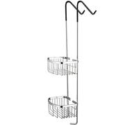 Exquisitos estantes de baño Organizador de carrito de ducha colgante sobre la puerta, bañera de baño de metal y estante de ducha, para cabinas de ducha de baño, bañeras, con 2 ganchos y 2 cestas (Colo