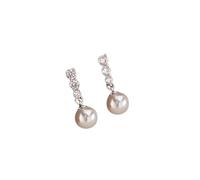 Exquisitos pendientes colgantes de perla de imitación para mujeres dulces accesorios diarios modernos elegantes y brillantes joyas de boda de compromiso