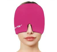 EXQUISLIFE Gorro de alivio de dolor de cabeza de migraña, envoltura de gel para la cabeza, terapia de frío y calor, máscara de ojos para senos nasales, ojos hinchados, alivio de tensión y estrés (rosa