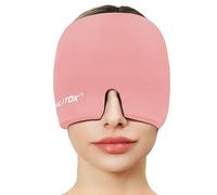 EXQUISLIFE Gorro de alivio de dolor de cabeza de migraña, envoltura de gel para la cabeza, terapia de frío y calor, máscara de ojos para sinusitis, ojos hinchados, alivio de tensión y estrés (rosa)