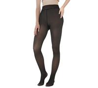 EXQUISLIFE Medias transparentes con forro polar para mujer, leggings translúcidos falsos y cálidos, mallas gruesas para invierno, Negro, Large