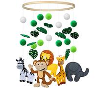 EXQULEG Carillones de viento para bebé móvil con bolas de fieltro animales móviles de madera para bebé niña campana colgante para colgar sobre la cuna móvil para cuna (#2)