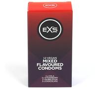 EXS | Mixed Flavoured Condoms | Natural Latex & Silicone Lubricated | Vegan | 12 Pack