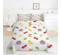 EXSANLIEAY Edredon Cama 105 Fruta Edredón 4 Estaciones 200x200 cm | Edredon Invierno Reversible Doble Cara con Relleno Mezclas de Fibras, Ligero y Cálido, Variopinto, Incluye 2 Fundas 50x75 cm