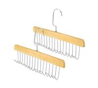 Exsbtay 2 Piezas Colgador De Madera para Cinturones, Giratorio 360° Corbatero, Organizador Cinturones con 8 Ganchos, Antideslizante Percha para Cinturones para Bufandas, Corbatas, Cinturones