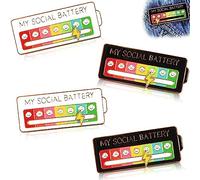 Exsbtay 4 Piezas My Social Battery Pin, divertido broche de humor social para 7 días, Broche de Estado de ánimo, para la autoexpresión, accesorios de moda para mochilas y chaquetas