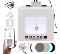 EXSHUING Caja De Luz para Estudio Fotográfico, Caja De Luz para Fotografía De Joyería con Plataforma Giratoria - Rotación Automática De 360°, Soporte para Colgar Incluido, 3000-5500k, 22000lux(TB30)