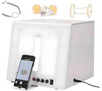 EXSHUING Caja De Luz para Estudio Fotográfico, Caja De Luz para Joyería con Plataforma Giratoria De 360° - Capacidad De 1 Kg/2,2 LB, 3000-5500 K, CRI ≥ 92%, 4 Luces De Relleno, para Anillos(TB30)