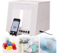 EXSHUING Caja De Luz para Fotografía De Productos, Caja De Luz para Fotografía De Joyería con Plataforma Giratoria - Rotación Automática De 360°, Capacidad De 1 Kg/2,2 Lbs, 4 Led, 3000-5500k(TB20)