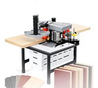 EXSHUING Chapeadora De Cantos Con Encolado De Doble Cara, Máquina Portátil Para Carpintería, Para Cantos Rectos Y Curvos (Radio ≥40 Mm), Tanque De 1000 Ml Y Velocidad Ajustable De 2-10 M/Min(White)