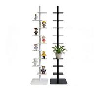 EXSHUING Estantería giratoria de 9 Niveles con Lomo metálico y ángulos Ajustables, Ideal para Espacios pequeños y Apartamentos, Acero al Carbono Resistente, Ideal para Sala de Estar(White)