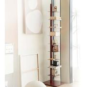 EXSHUING Estantería metálica de 9 Niveles, Torre de Libros Vertical, estantería giratoria de Escalera Alta y Estrecha, estantería esquinera Multiusos para hogar, Oficina y cafetería(Brown)