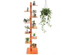 EXSHUING Estantería metálica de 9 Niveles, Vertical de pie. Estantería de Libros con Lomo, estantería de Escalera Alta y Estrecha, Multiusos para el hogar, la Oficina y el Dormitorio(Orange)