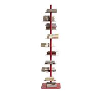 EXSHUING Estantería metálica de 9 Niveles, Vertical de pie. Estantería de Libros con Lomo, estantería de Escalera Alta y Estrecha, Multiusos para el hogar, la Oficina y el Dormitorio(Red)