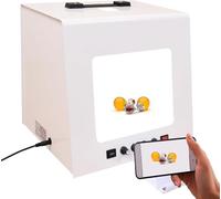 EXSHUING Mini Estudio Fotográfico para Joyería, Tienda De Luz Led Regulable - Plataforma Giratoria Eléctrica De 360°, Brillo Y Velocidad Ajustables, 3000-5500k, para Oro, Piedras Preciosas(TB20)