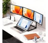 EXSHUING Monitor Triple Externo, Extensor De Pantalla para Portátil, 15.6" Fhd IPS (X3), 100% Srgb 60hz, Rotación De 360°, Conexiones Tipo-C/Hdmi/USB-C; Compatible con Windows, Mac Y Android