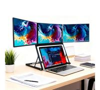 EXSHUING Monitor Triple para Portátil, Extensor De Pantalla Plegable, 15.6" X3 1080p IPS, 100% Srgb 60hz, Rotación De 360° Y Ajuste De Altura, Tipo-C/Hdmi/USB-C para Windows, Mac, Android