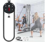 EXSHUING Siste-ma Portátil De Poleas Para Entrenamiento De Cuerpo Completo, Entrenador De Cuerda Infinita, Resistencia Ajustable: 3-30 Kg, Cuerda De 4 M, Sin Límite De Peso(Black+Red)