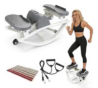 EXSHUING Stepper De Bajo Impacto, Balanceo Lateral Cardio para Las Articulaciones, Monitor Digital De Tiempo/Pasos/Calorías, Incluye Tapete Antideslizante, Capacidad Máxima 120 Kg (264 LB)(Gray)