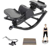 EXSHUING Stepper De Balanceo Lateral con Pantalla Digital Y Sis-Tema Hidráulico Silencioso (Menos De 45 Db). Incluye Tapete Y Cuerda para Entrenamiento Completo. Soporta 120 Kg(Black)