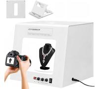 EXSHUING Tienda De Luz Led Regulable para Fotografía, Estudio Fotográfico con 4 Led Sin Parpadeo, Temperatura De Color Ajustable De 3000 A 5500 K, Plataforma Giratoria De 360°(TB20)