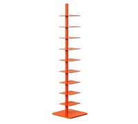 EXSHUING Vertical Estantería de Lomo Giratorio de 9 Niveles con estantes de 360 Grados, Ideal para Espacios pequeños, 175 cm de Altura, diseño Moderno, (Orange)