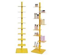 EXSHUING Vertical Estantería de Lomo Giratorio de 9 Niveles con estantes de 360 Grados, Ideal para Espacios pequeños, 175 cm de Altura, diseño Moderno, (Yellow)