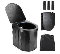 Exsink Inodoro Portátil,Inodoro portátil para Camping,Inodoro Plegable WC Portatil, con Bolsa de Transporte y Bolsas 36 Desechables,MAX 150 kg,para Acampar, Senderismo,Atascos de Tráfico