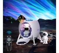 Exsivemy Astronauta Proyector Galaxy con Altavoz Música, Aurora Boreal, Temporizador, Control Remoto, Ruidos Blancos y Ajuste de Brillo para Niños
