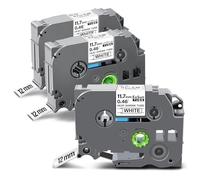 Exsun 11,7mm Termocontraíble Cinta de Etiquetas Compatible para HSe-231 HSe231 Cinta de para Brother P-touch PT-E100 E110 E300 E550W D210 D410 P300BT E310BTVP E560BTVP, Negra sobre Blanca