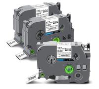Exsun 17,7mm Termocontraíble Cinta de Etiquetas Compatible para HSe-241 HSe241 Cinta de para Brother P-touch PT-E500VP E550WVP P700 P950NW D400 D600 E310BTVP E560BTVP, Negra sobre Blanco