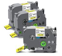 Exsun 17,7mm Termocontraíble Cinta de Etiquetas Compatible para HSe-641 HSe641 Cinta de para Brother P-touch PT-E500VP E550WVP P700 P950NW D400 D600 E310BTVP E560BTVP, Negra sobre Amarillo