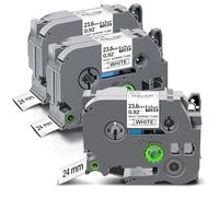 Exsun 23,6mm Termocontraíble Cinta de Etiquetas Compatible para HSe-251 HSe251 Cinta de para Brother P-touch PT-E560BTVP PT-D450 D600 PT-P750W PT-P950NW, Negra sobre Blanco