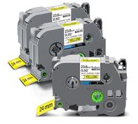 Exsun 23,6mm Termocontraíble Cinta de Etiquetas Compatible para HSe-651 HSe651 Cinta de para Brother P-touch PT-E560BTVP PT-D450 D600 PT-P750W PT-P950NW, Negra sobre Amarillo