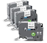Exsun 4x Compatible para Brother TZe-221 TZe221 TZ-221 TZe 9mm Laminada Casetes para P-touch PT-H105 H100 H110 E110 D400 D200BW 1010 H108 1000 E550W H107B, Negro sobre Blanco