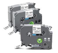 Exsun 5,8mm Termocontraíble Cinta de Etiquetas Compatible para HSe-211 HSe211 Cinta de para Brother P-touch PT-E100 E110 E300 E550W D210 D410 P300BT E310BTVP E560BTVP, Negra sobre Blanco