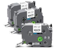 Exsun Compatible 18mm Cinta de Etiquetas para Brother TZe241 TZe-241 TZ Laminado Casetes para PT-D400 D400VP E550W P750W D600VP 1830VP P700 2430 D450VP D800W P710BT H500, Negro sobre Blanc