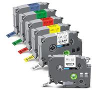 Exsun Compatible Cintas TZe-211 TZe-111 TZe-411 TZe-511 TZe-611 TZe-711 Cinta de Etiquetas 6mm Laminada TZ Tape para Brother Ptouch H105 H107B 1000 H100LB E110 D210 D400 H100R D600