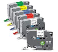 Exsun Compatible Cintas TZe-221 TZe-121 TZe-421 TZe-521 TZe-621 TZe-721 Cinta de Etiquetas 9mm Laminada TZ Tape para Brother Ptouch H105 H107B 1000 H100LB E110 D210 D400 H100R D600