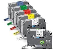 Exsun Compatible Cintas TZe-231 TZe-131 TZe-431 TZe-531 TZe-631 TZe-731 Cinta de Etiquetas 12mm Laminada TZ Tape para Brother Ptouch H107B H105 1000 H100LB E110 D210 D400 H100R D600