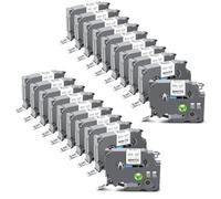 Exsun Pack de 20 cintas TZ de 6 mm compatibles con Brother Tze211 TZe-211 Tze-211 Laminated para Brother P-touch PT-H105 D210 E110 1010 1000 1005 1280 D400 H100R, negro sobre blanco