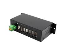 EXSYS EX-1596HMVS - Hub industrial USB 2.0, 6 puertos, 15kV EDS, DIN-Rail, Negro, Metallgehäuse