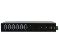 EX-12290HMS HUB metálico 10 Puertos USB 3.2 Gen 2x1 con 4 Puertos USB-C y 6 Puertos USB-A 3.2 Gen 1, para Mesa, Pared y Montaje en riel DIN