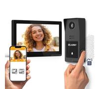 Extel Digital Connect, Videoportero con cable conectado de 7 pulgadas, conexión de 2 cables, control de acceso puerta y portilla, cámara 2K visión nocturna, apertura por huella digital, código QR, 3