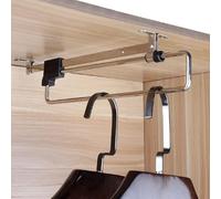 Extendable Pull Out Closet Rod - Wardrobe Pull-Out Trousers Rack Adjustable Hanger Rail In Steel, Household Space-Saving Pants Storage Artifact Accessories(45cm)